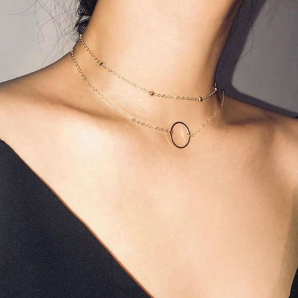 🆕 Women Gold Trendy Chunky Necklace Stack Multilayered Bar Pendant Jewelry Gift - Picture 3 of 7